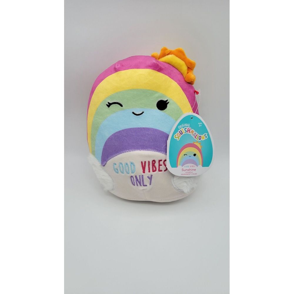 Squishmallow 8 inch Sunshine the Rainbow‎  Good Vibes NWT Wellness Squad bundle